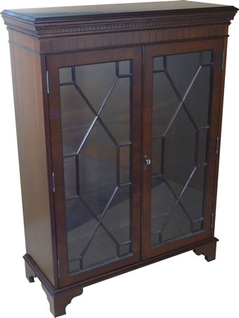 reproduction 2 door display cabinet mahogany yew