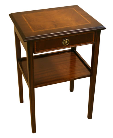 reproduction small 2 tier occasional table with tapered legs