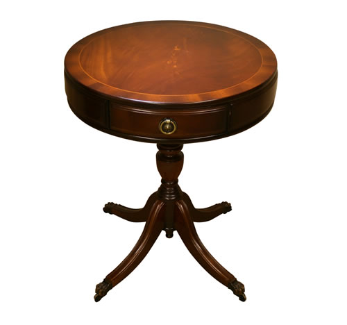 reproduction drum table with polished top